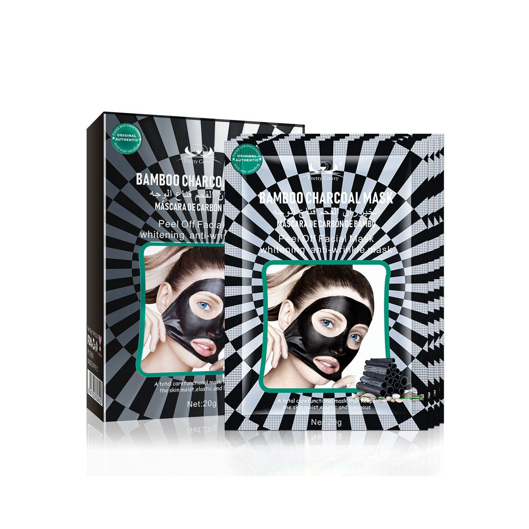 Pretty Cowry Bamboo Charcoal Tearing Black Sheet Mask 20g (Pack Of 10)