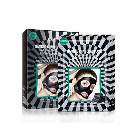Pretty Cowry Bamboo Charcoal Tearing Black Sheet Mask 20g  (Pack Of 10)
